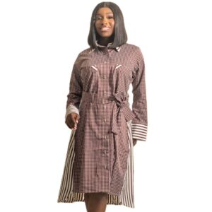 Jznell Shirt Dress in Check and strip (Ready to wear)