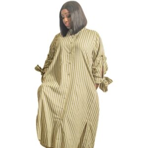 Jznell Shirt Dress in Mustard and Green stripes (Ready to Wear)