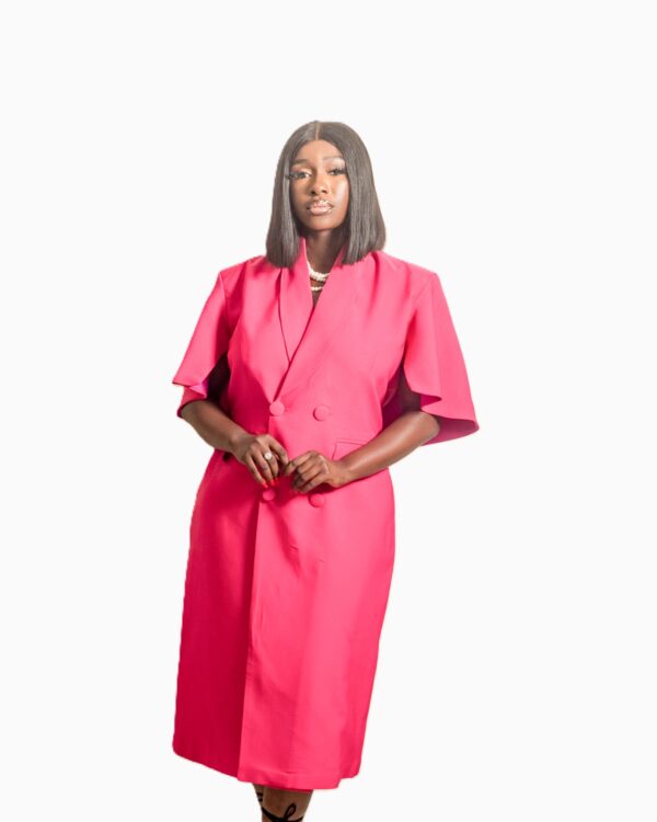 Jznell Pink Blazer Dress with Cape (Ready to Wear)
