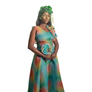Jznell Multicolored Dress with Rose (Ready to Wear)