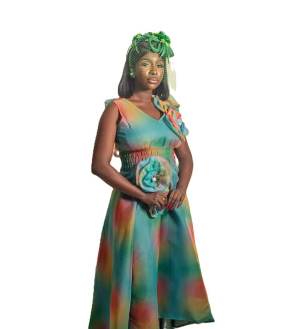 Jznell Multicolored Dress with Rose (Ready to Wear)
