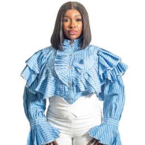Jznell Blue Ruffle top (Ready to Wear)