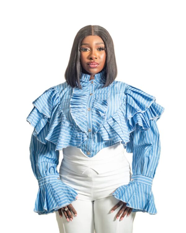 Jznell Blue Ruffle top (Ready to Wear)