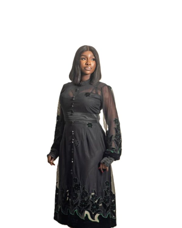 Jznell Dress with floral borders at base (Ready to Wear)