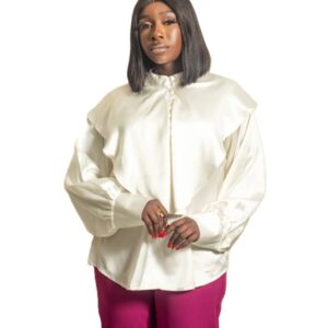 Jznell Off- White Silk top (Ready to Wear)