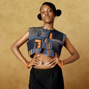 Sleeveless Denim cultural cropped jacket