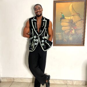 Hand painted Unisex Black Sleeveless Blazer