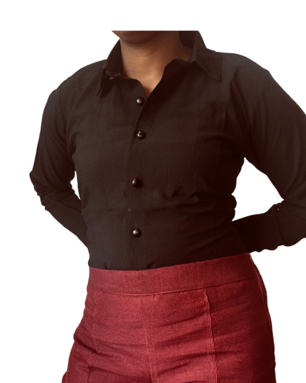 Chiffon Black Button Down Top