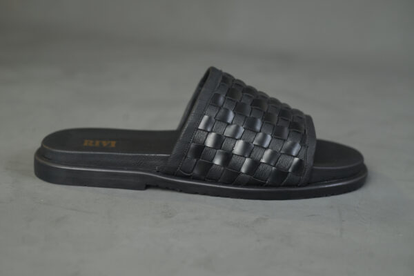 Straight Cross-Weave Leather Slides - Image 3