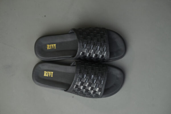 Straight Cross-Weave Leather Slides - Image 4